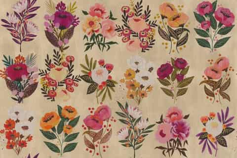 Etamine FLEURS SAUVAGES, kleur 425, stofstaal
