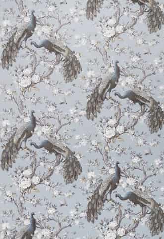 Laura Ashley BELVEDERE VELVET gordijnstof in de kleur Chalk Blue