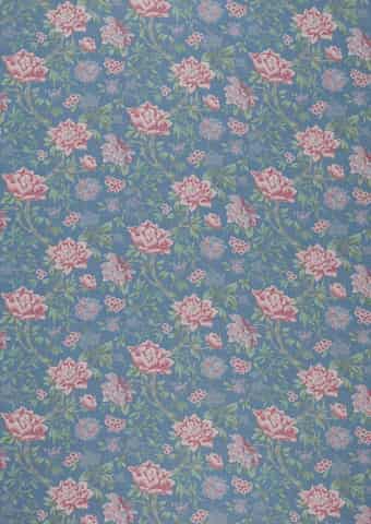 Laura Ashley TAPESTRY FLORAL gordijnstof in de kleur Dusky Sea Spray
