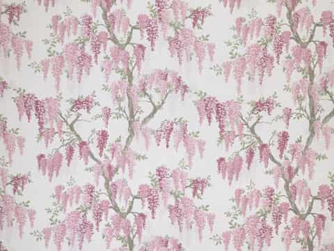 Laura Ashley WISTERIA gordijnstof in de kleur Coral Pink