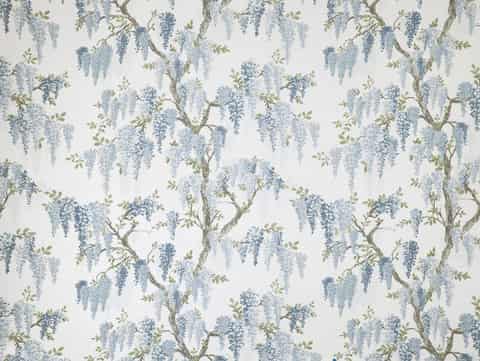 Laura Ashley WISTERIA gordijnstof in de kleur Newport Blue