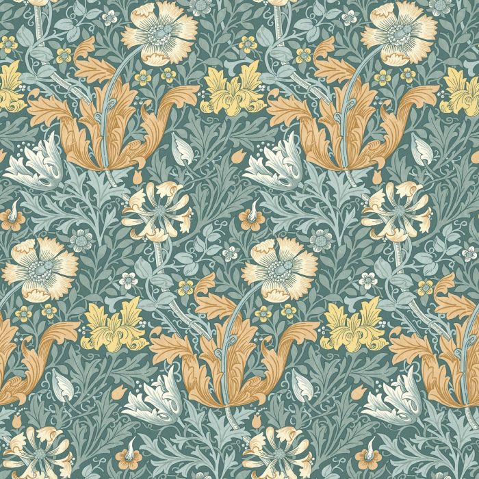 William Morris At Home COMPTON VELVET, kleur Bluebird, Flora & Foliage