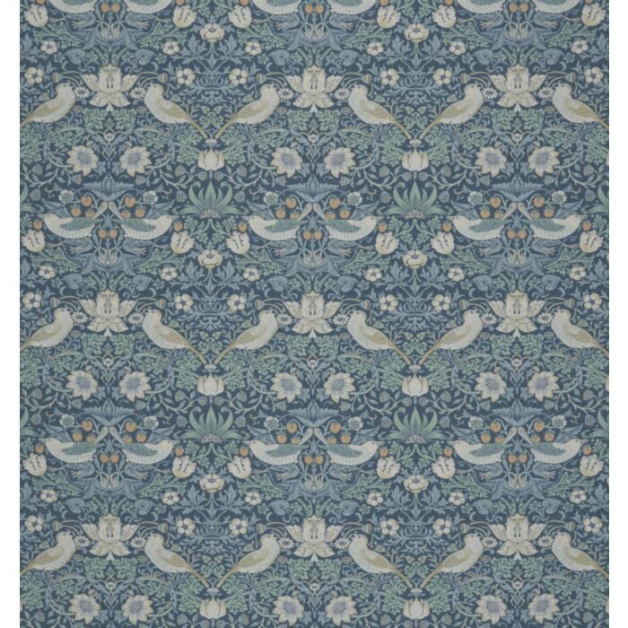 STRAWBERRY THIEF — Woad (Kelmscott Gardens Vol 1) William Morris At Home STRAWBERRY THIEF, kleur Woad, Kelmscott Gardens Vol 1