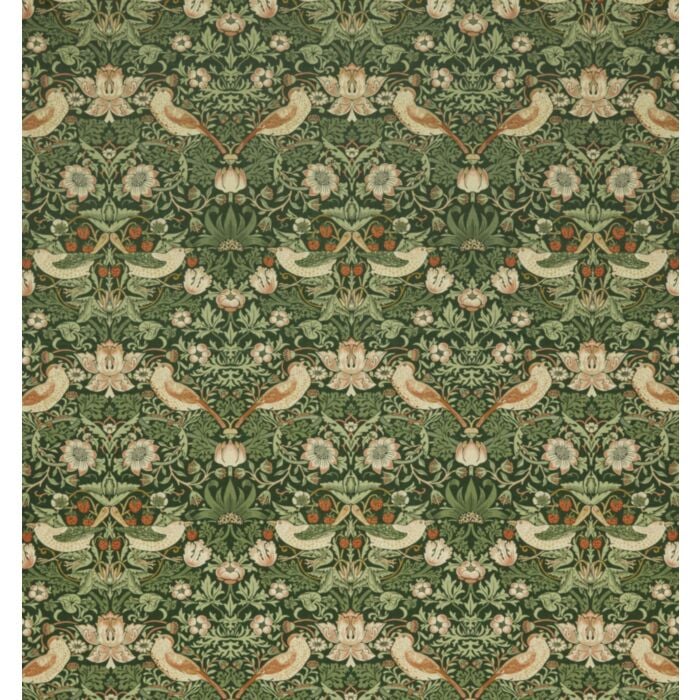 STRAWBERRY THIEF VELVET — Nettle (Kelmscott Gardens Vol 1) William Morris At Home STRAWBERRY THIEF VELVET, kleur Nettle, Kelmscott Gardens Vol 1