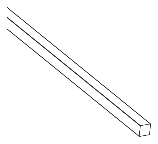 Forest aluminium as 5 × 5 mm 3630000580 Lijntekening van een rechte Forest aluminium as met vierkante doorsnede.
