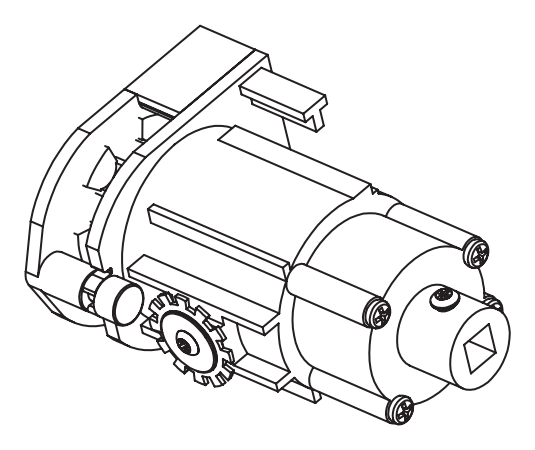 Forest BS control unit 1:4 en 1:1 Catalogustekening van een Forest BS control unit met tandwiel en aansluiting voor de as.
