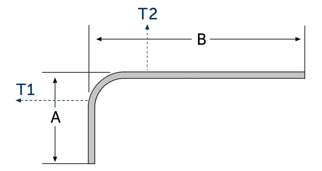 Technische tekening van JAB SLIDE buiging 90 graden maatvoering Technische tekening van JAB SLIDE buiging 90 graden maatvoering.