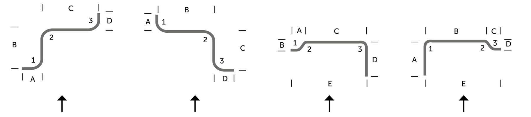 Technische tekening van JAB SLIDE drie buigingen vormen Technische tekening van JAB SLIDE drie buigingen vormen.