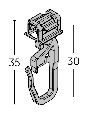Technische tekening van JAB SLIDE HINNO-klikglijder met plooihaken PH7545.