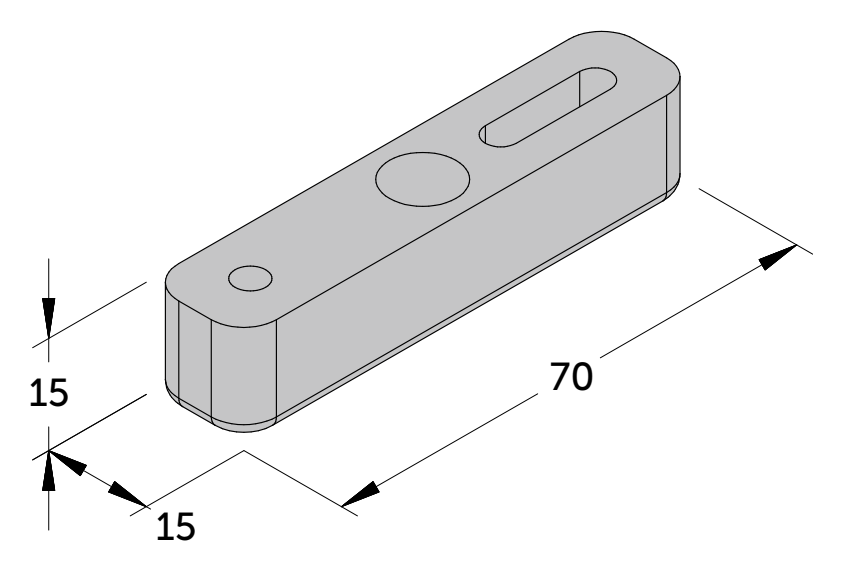 JAB SLIDE plafondsteun 15x70mm PH7513 technische tekening Technische illustratie van JAB SLIDE plafondsteun 15x70mm PH7513 technische tekening.