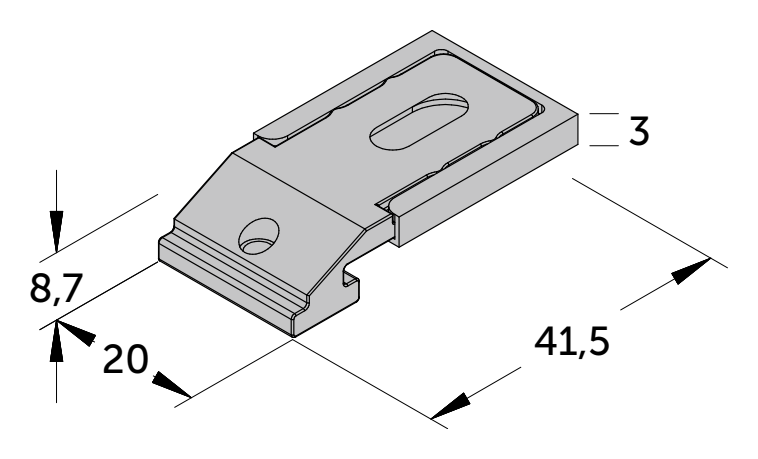JAB SLIDE plafondsteun standard 3mm PH7514 technische tekening Technische illustratie van JAB SLIDE plafondsteun standard 3mm PH7514 technische tekening.