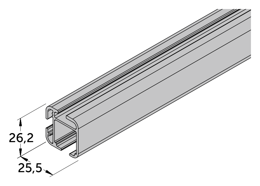 JAB SLIDE profiel CUBE PH7503 technische tekening Technische illustratie van JAB SLIDE profiel CUBE PH7503 technische tekening.