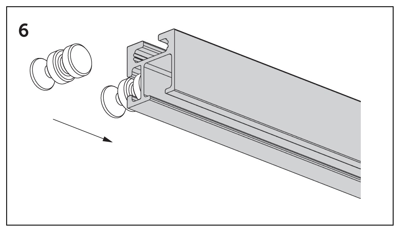SLIDE wandsteun Standard 73 mm, montagetekening 6: verbinding in het railprofiel plaatsen SLIDE wandsteun Standard 73 mm, montagetekening 6: verbinding in het railprofiel plaatsen.