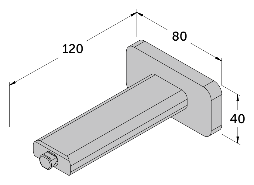 Technische tekening van JAB SLIDE wandsteun Pro 120 mm PH7510 Technische tekening van JAB SLIDE wandsteun Pro 120 mm PH7510.
