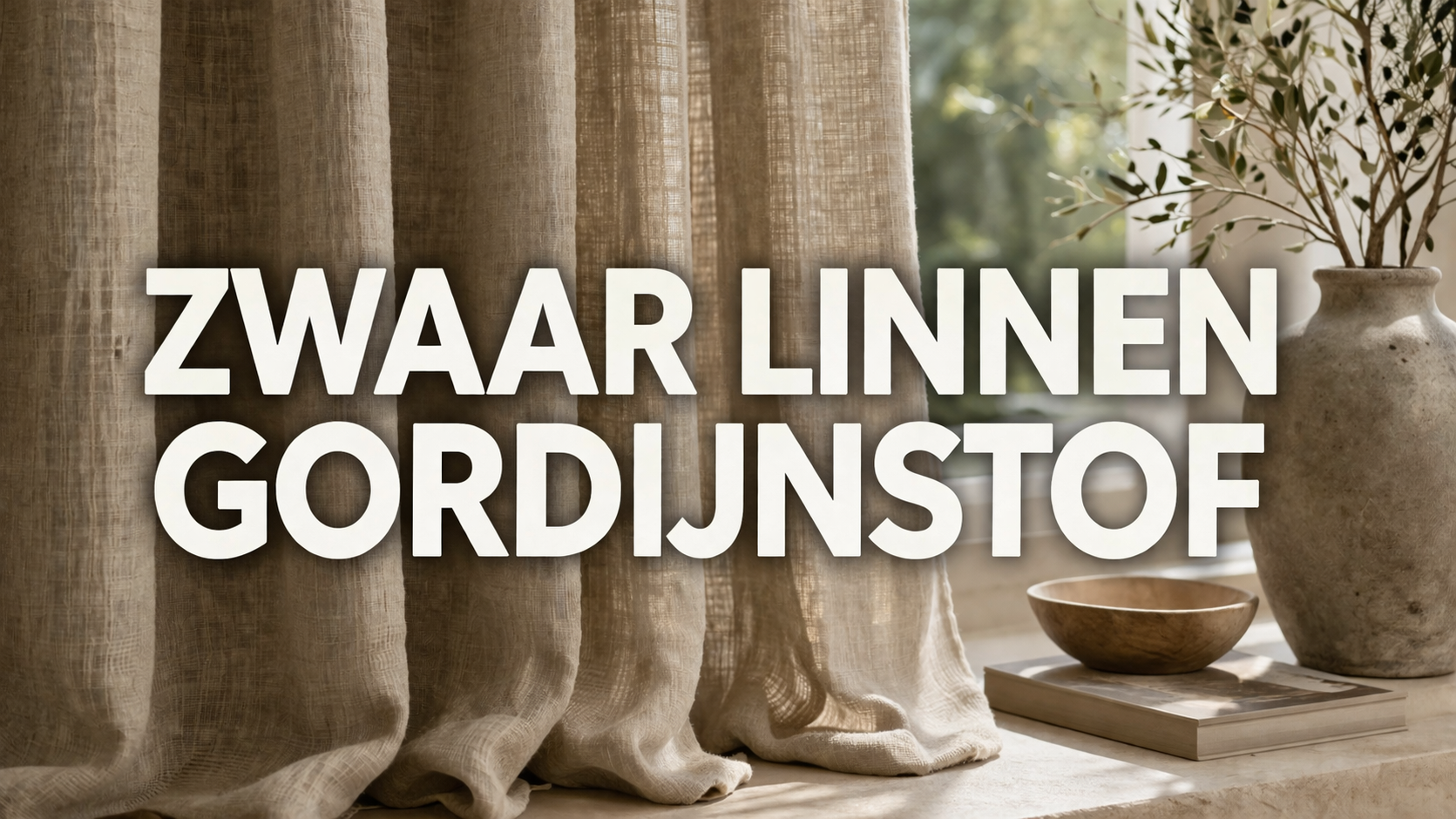 Linnen gordijnen in warm neutrale tinten